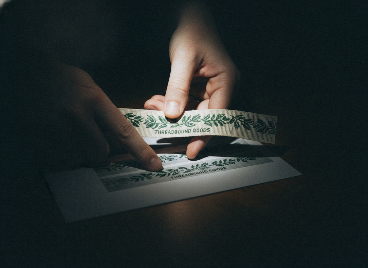 Later image: a close shot of two hands in a dimly lit home studio. one hand holds a crisp, new...