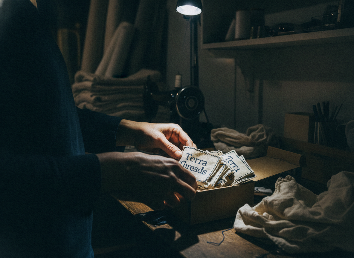 A wide establishing shot inside a dimly lit basement workshop, illuminated by the harsh, direct...